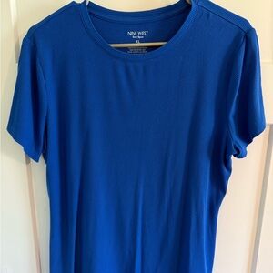 Nine West Royal Blue Ribbed Short Sleeve Top